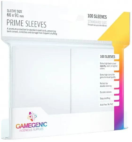 GAMEGENIC - STANDARD PRIME SLEEVES (100 SLEEVES) WHITE